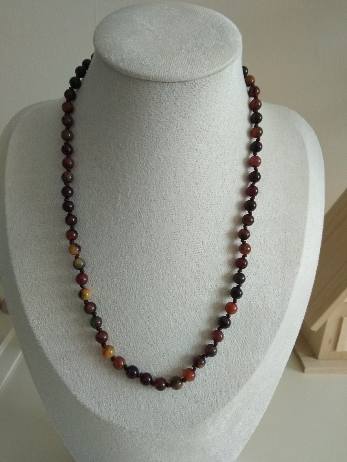 Natural 6mm Brownish red agate gemstone beads necklace 18″-439-56