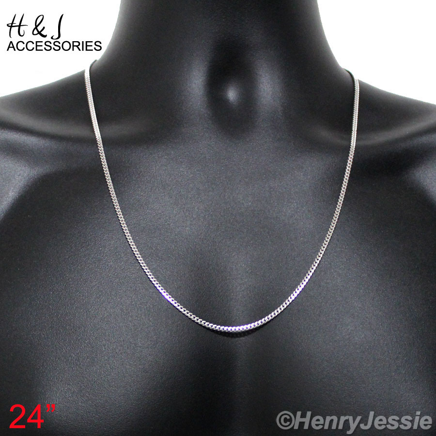 24″MEN 925 STERLING SILVER 2MM MIAMI CUBAN CURB LINK CHAIN NECKLACE*ASN4