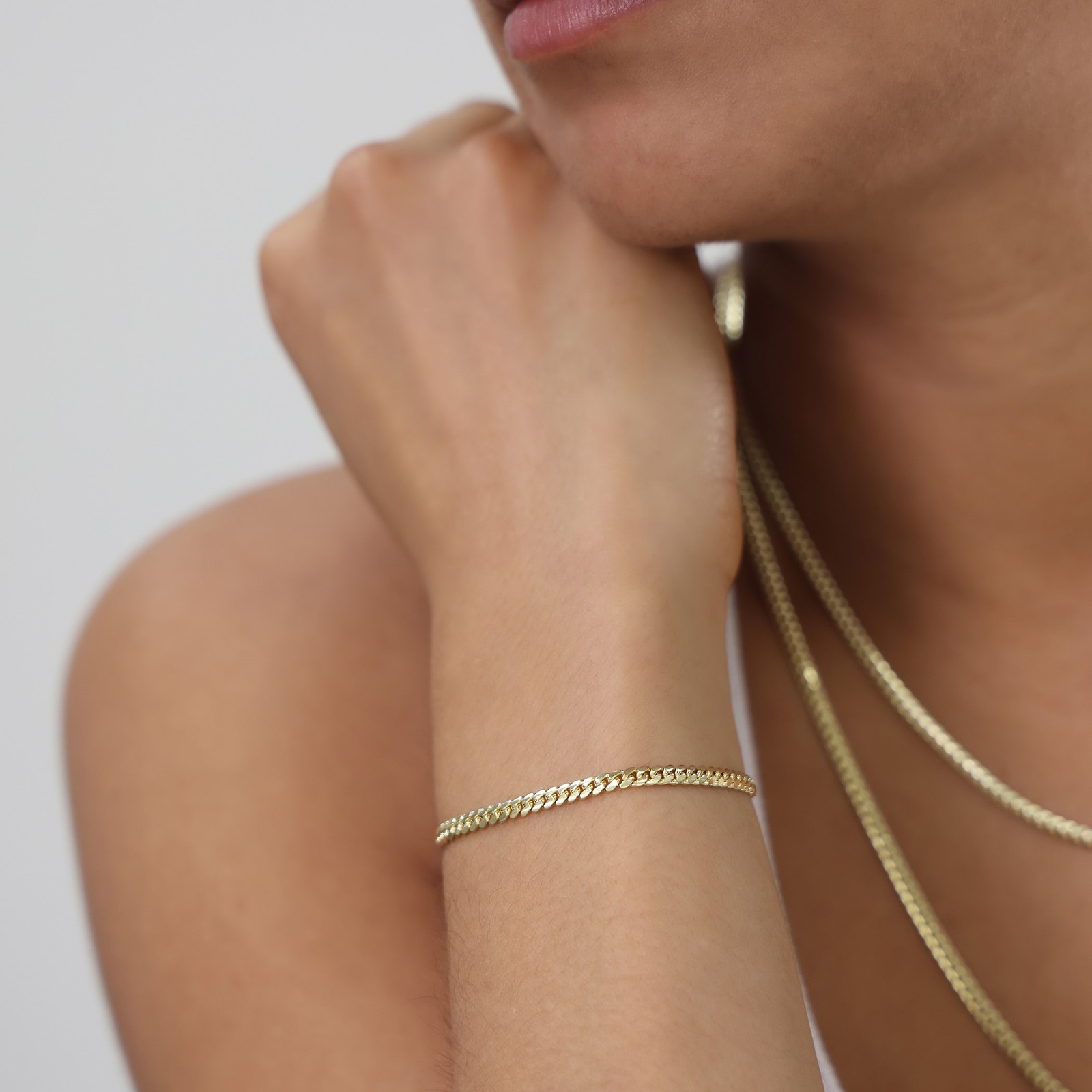 14K Yellow Gold Solid 3.5mm Miami Cuban Link Chain Bracelet Mens Womens 7″ 8″ 9″