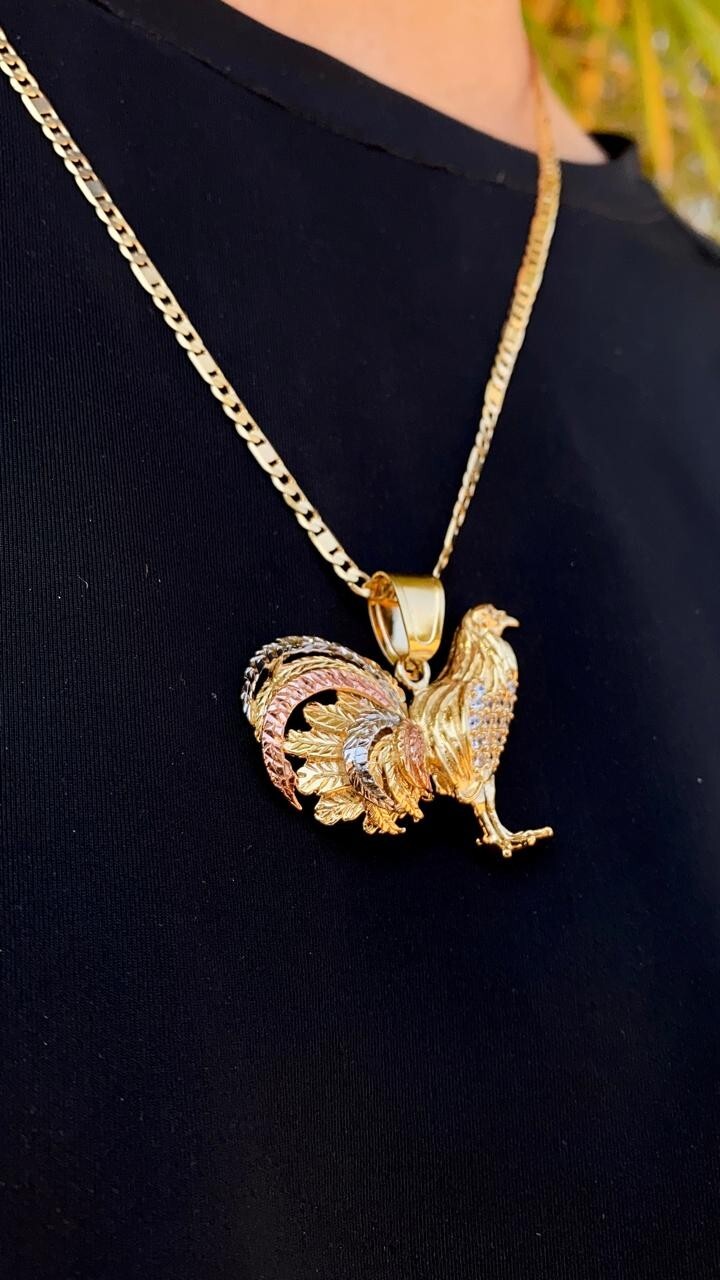 14K Gold Filled Chicken Rooster Necklace 24″ Valentino Figaro Chain Mens Adults