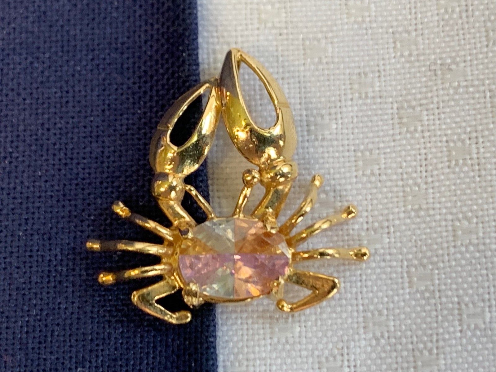 14K Yellow Gold Crab Pendant 1.47g Fine Jewelry Multicolor Stone Charm *READ*