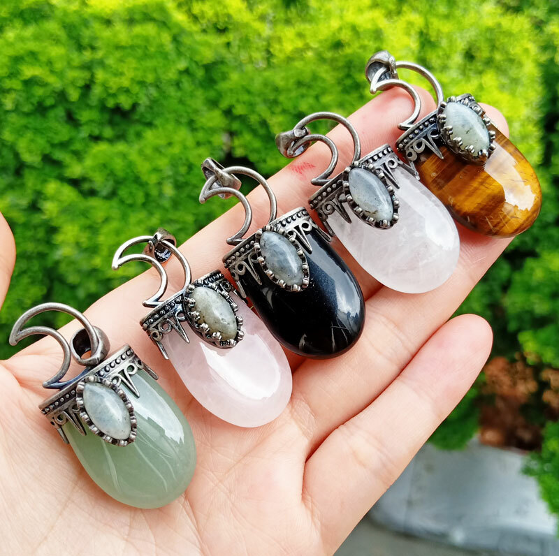 10pcs Tiger Eye Labradorite Vary Stone Pendants Reiki Healing Amulet Wholesale