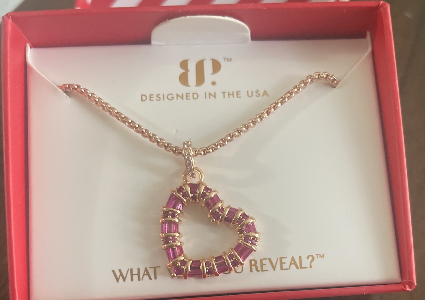 BP July 26 Birthday Rose Gold Plated Necklace With Lab Created Ruby Heart