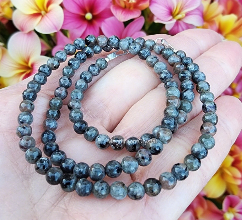 Yooperlite Glow Stone Choker Necklace 4mm Fluorescent Beaded Healing Jewelry