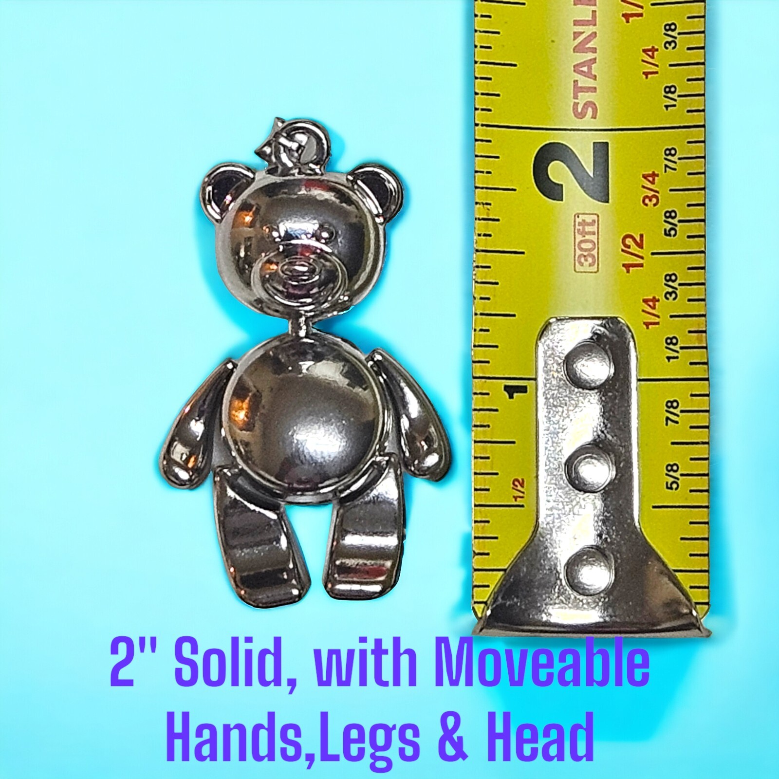 Stainless Steel 416L 2″ Moveable Teddy Bear Pendant 30 Grams. Solid & Heavy