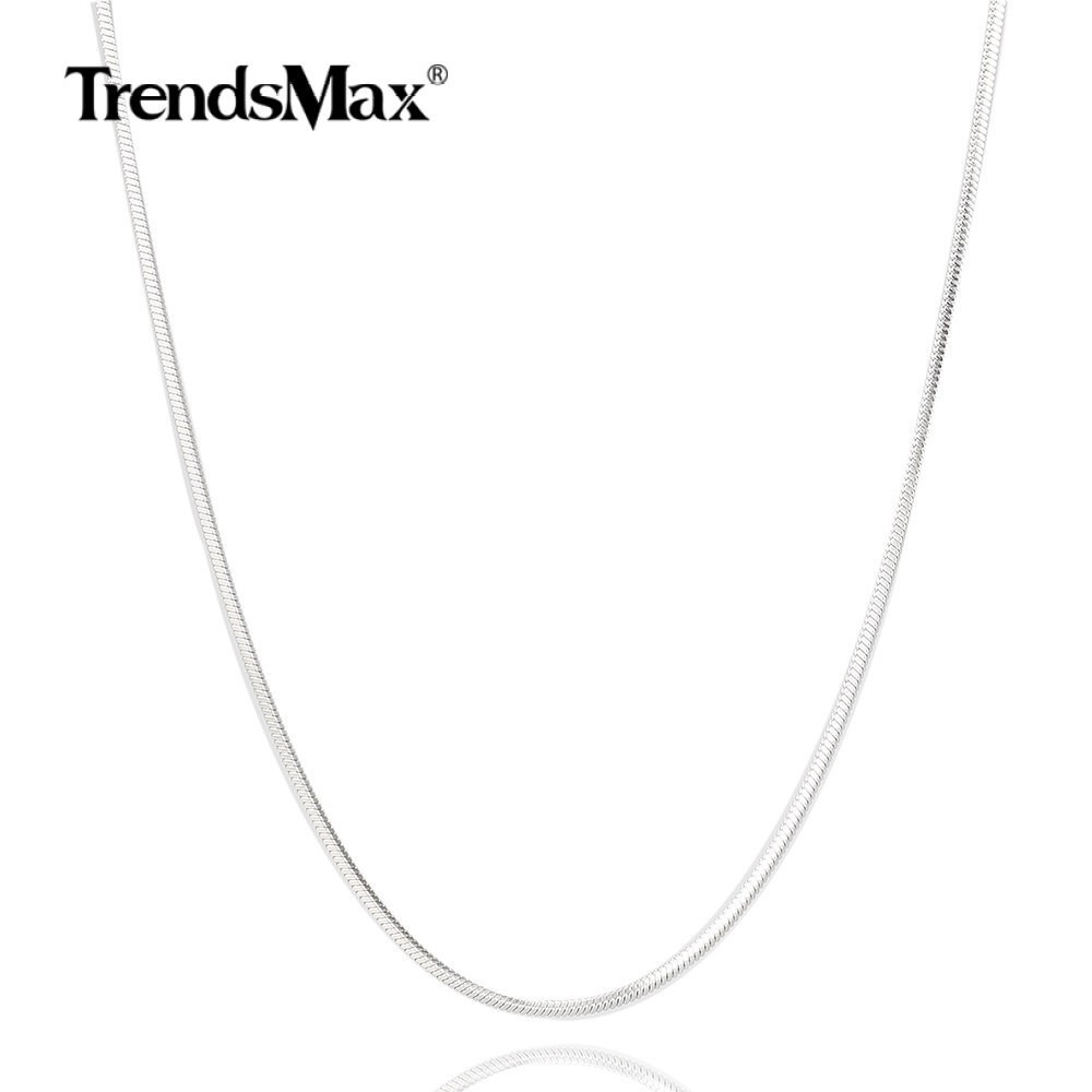 0.9-2mm Silver Stainless Steel Square Snake Chain Necklace Women Men 18″-26″