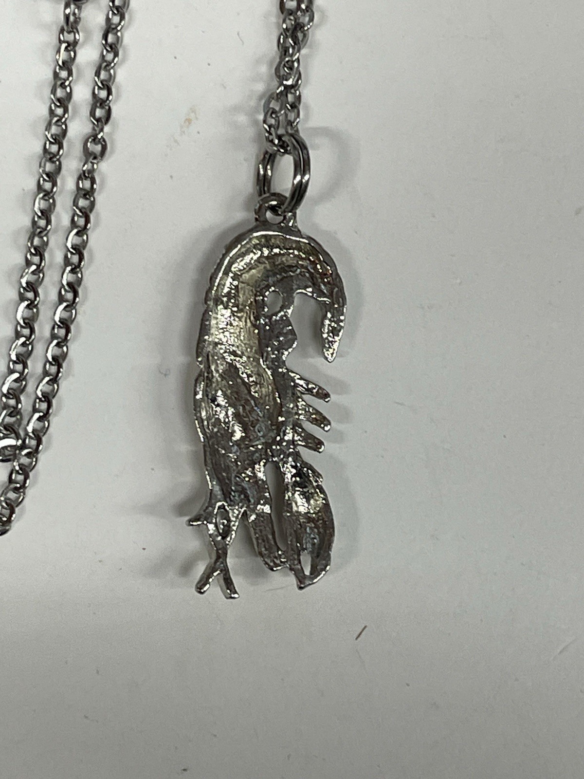Crawfish Lobster SM Silver Necklace 18” Stainless Coastal Jewelry Sea Life NEW