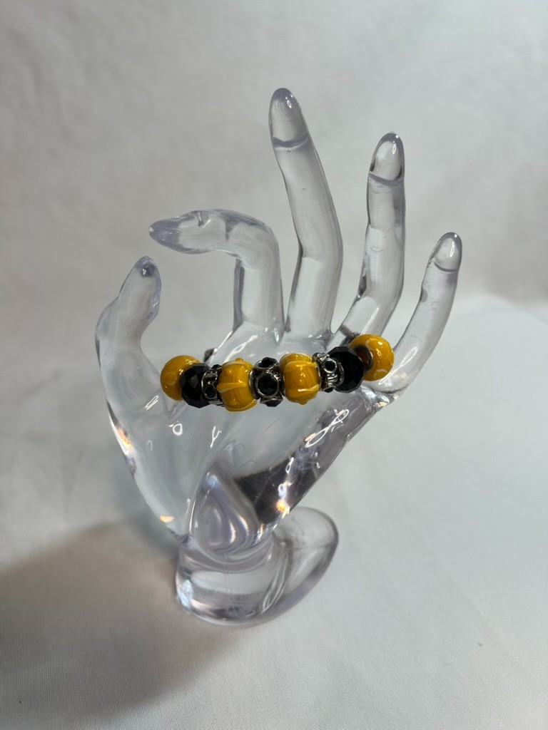 Vibrant Yellow & Silver-Tone Jewelry Set – Necklace, Cuff Bracelet, Hoop Earring