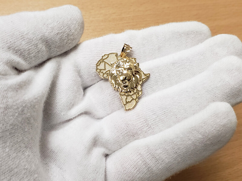 Africa Lion Gold Pendant Necklace