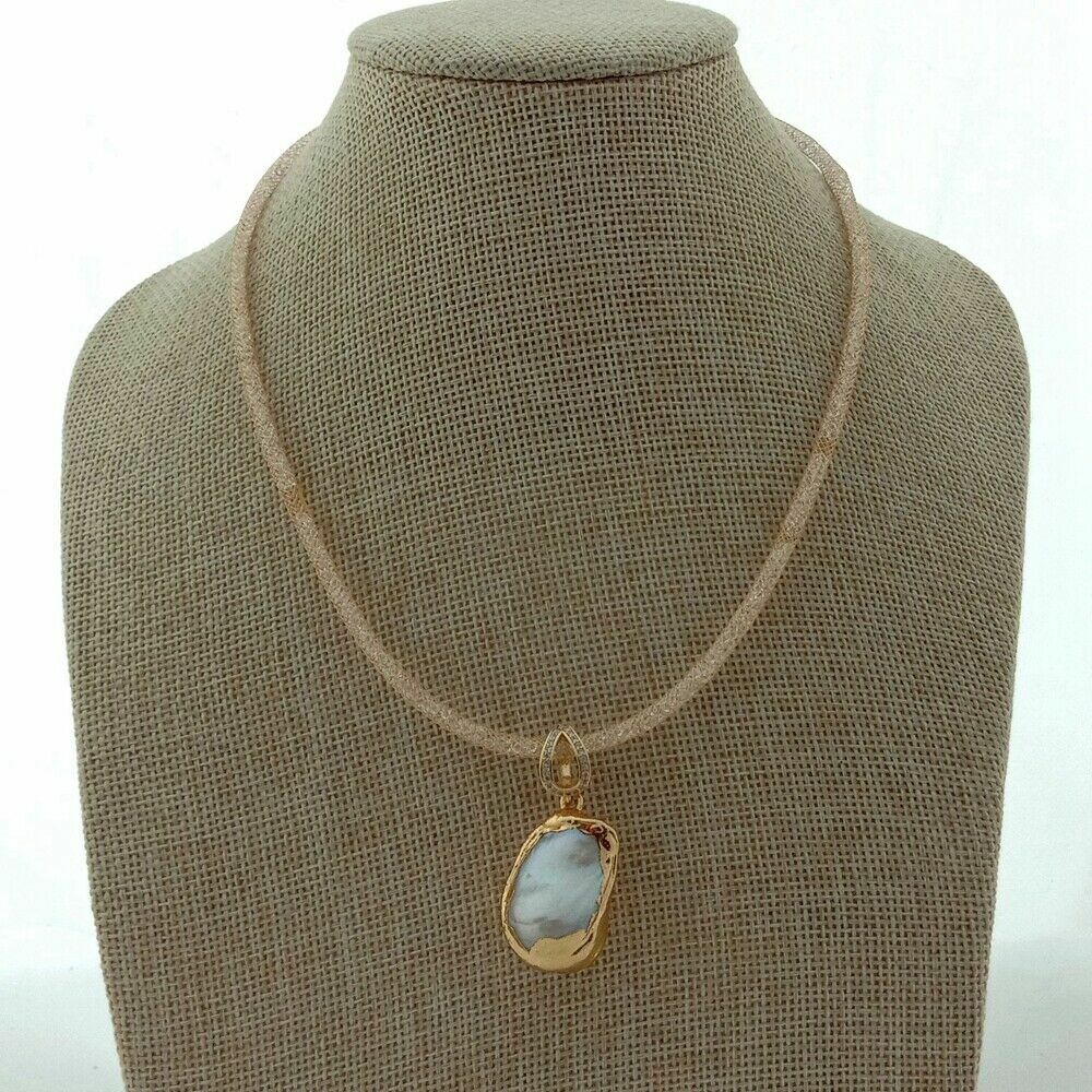 17” 18x26MM White Keshi Pearl Pendant Necklace