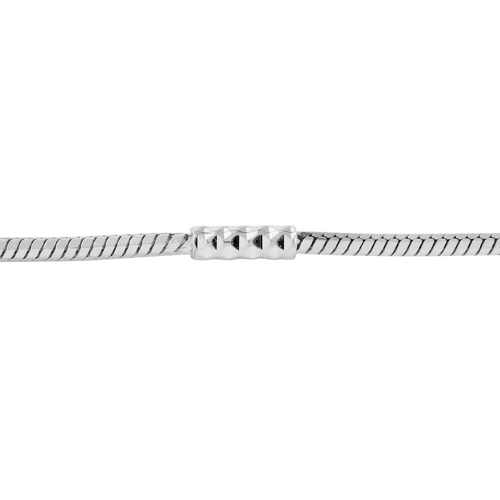 Sterling Silver Rhodium Finish Diamond Cut 1.5mm Tube Brite Snake Chain Necklace