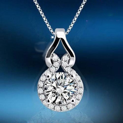 18k White Gold Plated Love Knot Crystal Necklace Made With Swarovski Elements