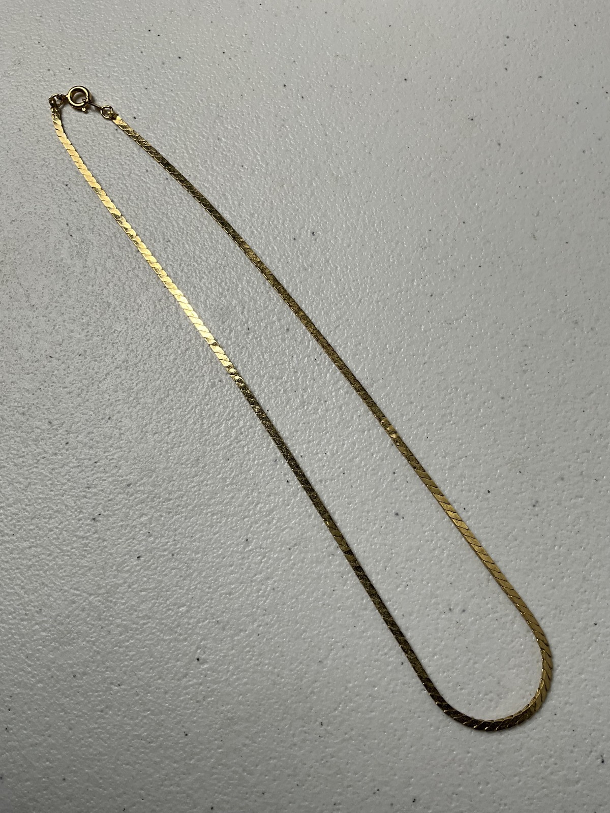 16″ Gold Tone Herringbone Chain Necklace Fashion Jewelry Spring Ring Clasp