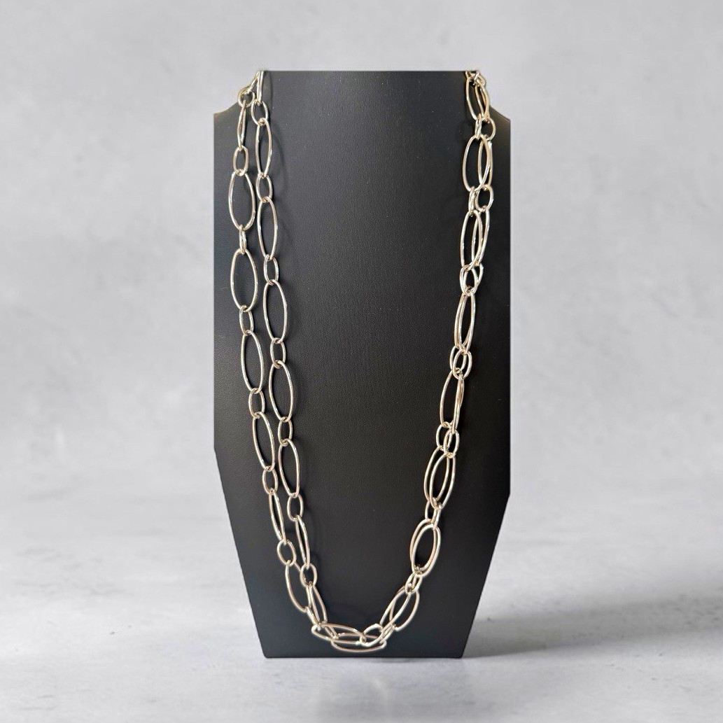 60” Lauren Ralph Lauren Silver-Tone Oval Link Chain Necklace NWT Nordstrom 62 g