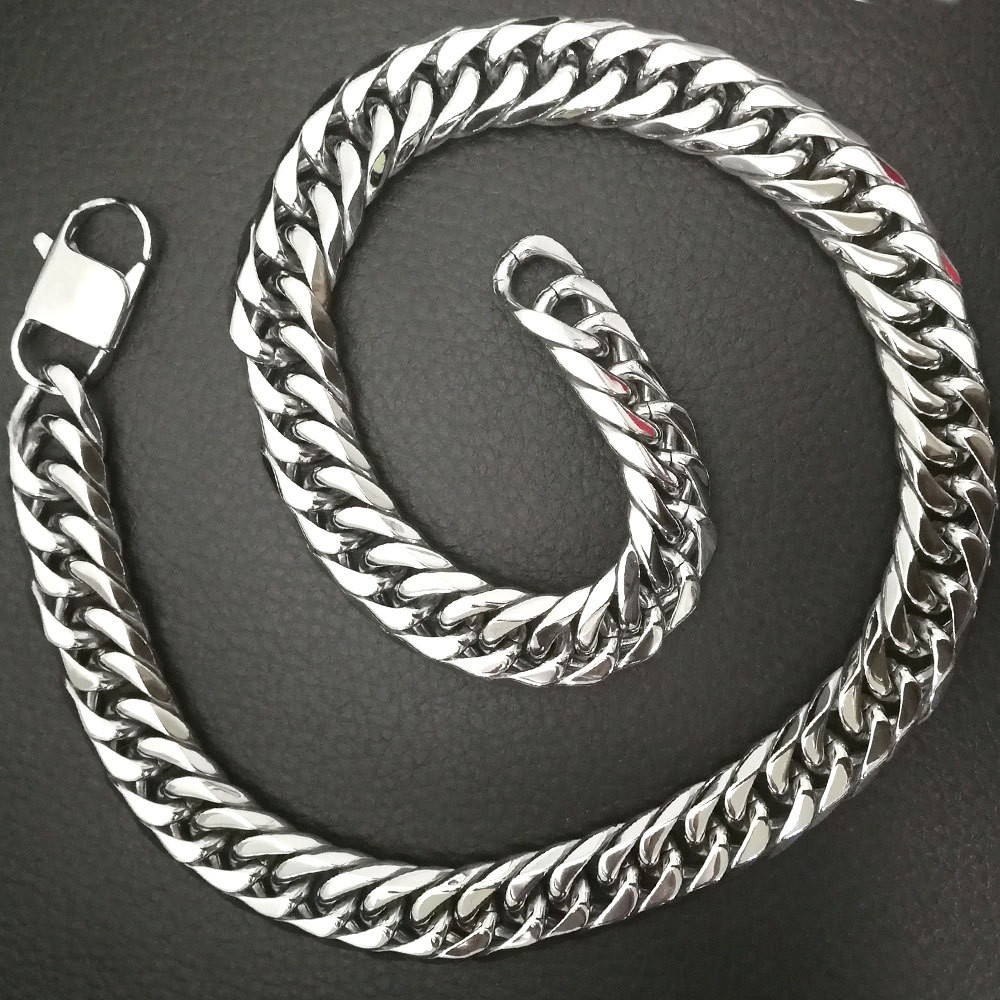 30” Large Stainless Steel 15mm Solid Cuban Curb Chain Mens Necklace For Father