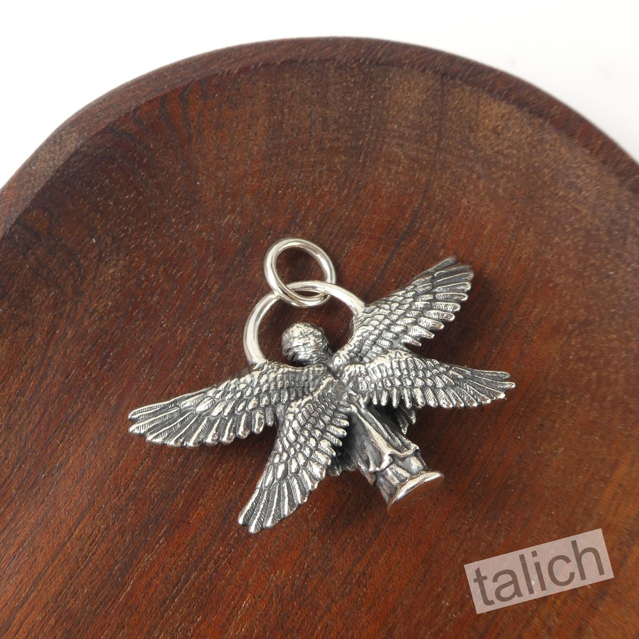 925 Sterling Silver Six Winged Praying Guardian Angel Pendant Protection Amulet