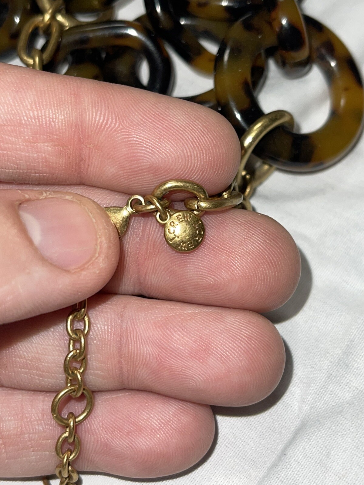 J Crew Statement Necklace Gold tone Faux Tortoise Shell Chunky Jewelry