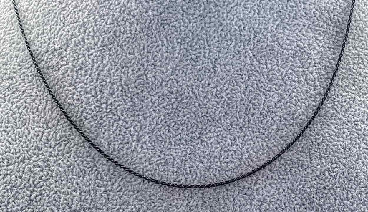 Black Rhodium Plated 025-1.2MM Rope Chain .925 Solid Sterling Silver18″