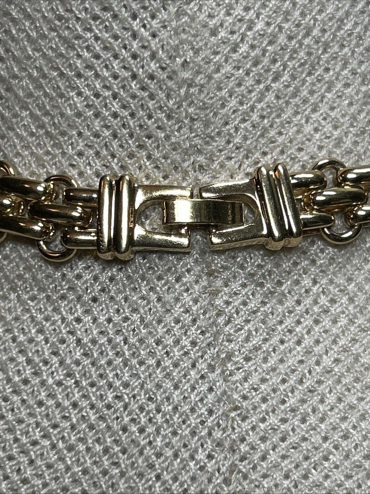 46. Gold tone Faux Roman Coin Basket Braided Chain link Collar Necklace 16 1/2″