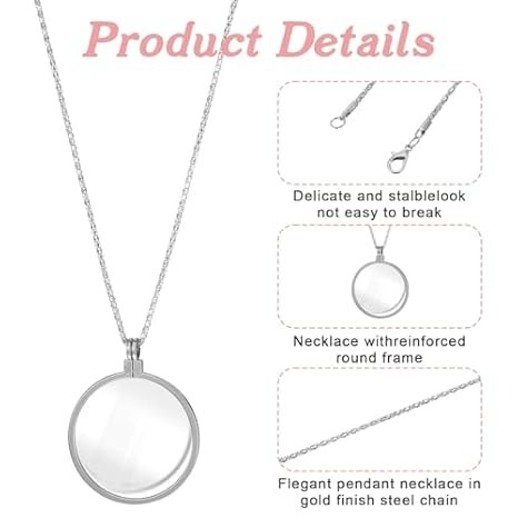 Cobee 5X Magnifying Glass Necklace Monocle, 1.7″ Wearable Lens for Reading