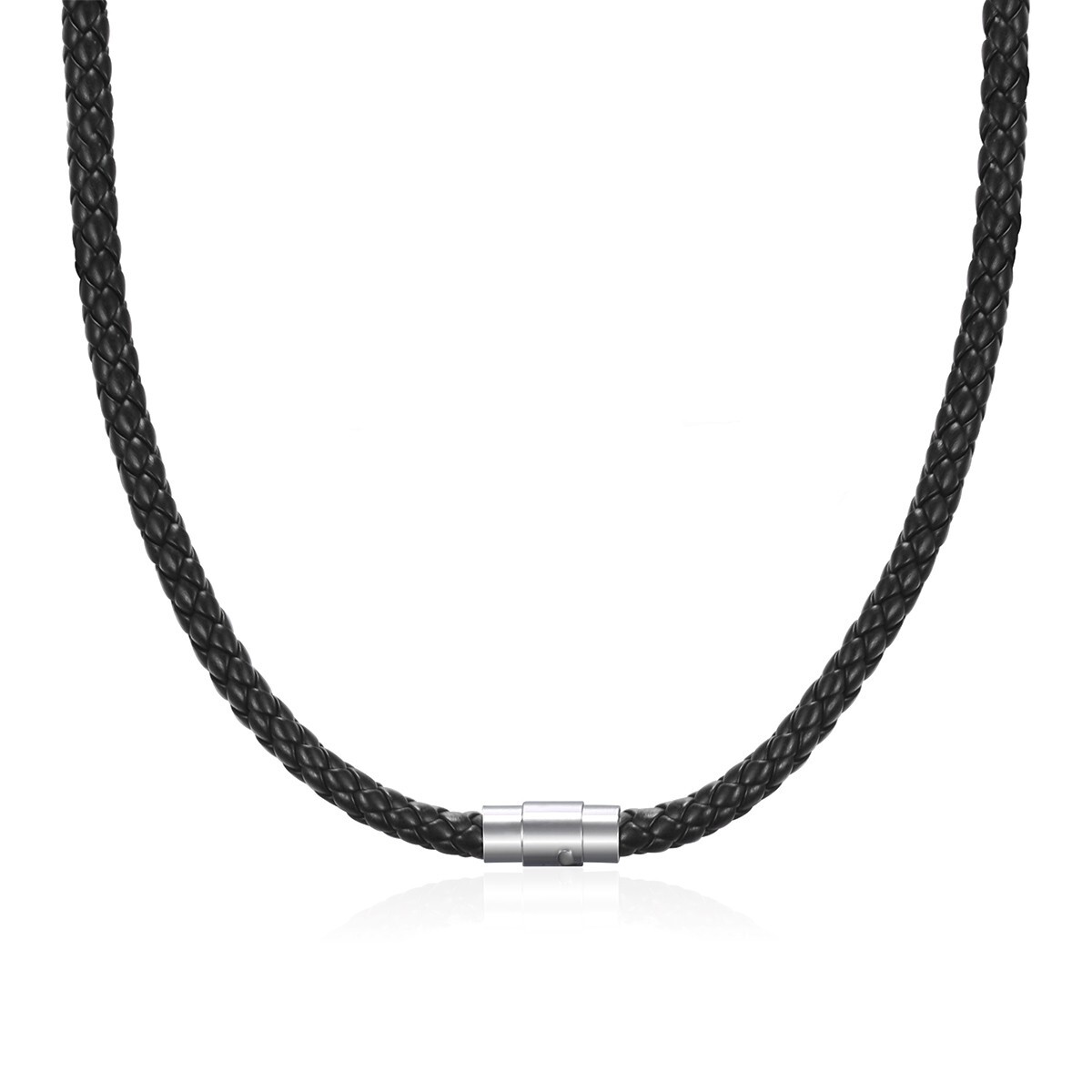 4-6mm 14″-28″ Black Man-made Leather Rope Cord Necklace Choker Magnetic/Toggle