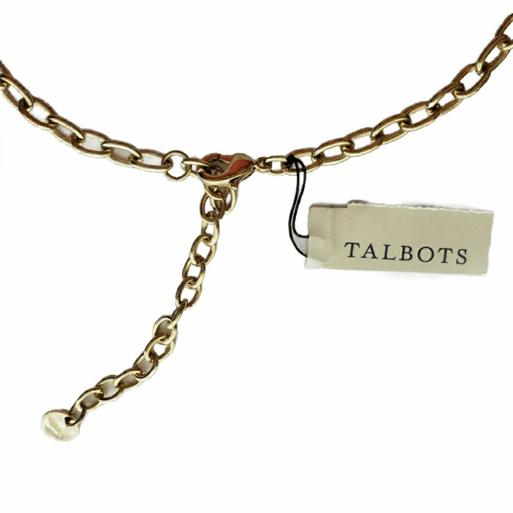 Talbots Moonstone Cabochon Necklace Lemon Orange Rhinestone Gold Setting Retired