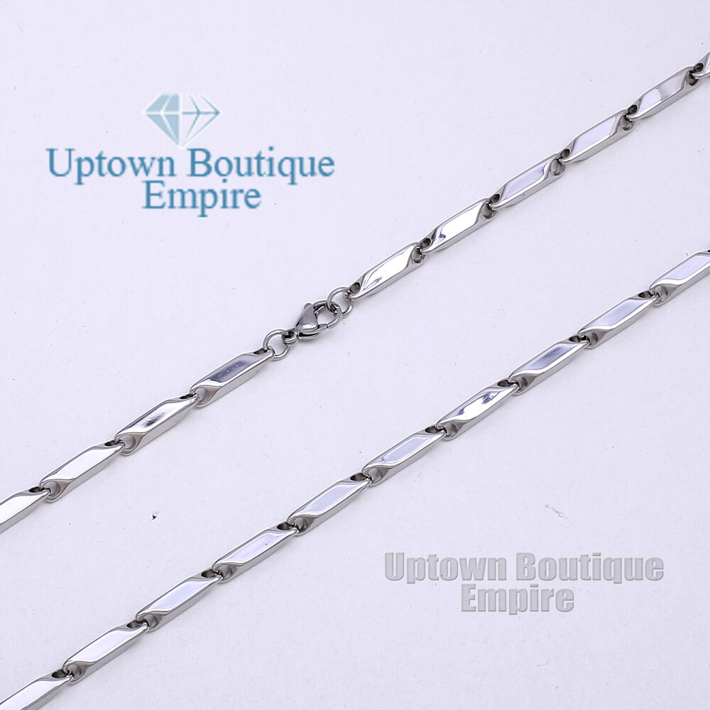 18-36″ Silver Men’s Stainless Steel 4mm Arrow Bullet Stick Necklace Chain Link