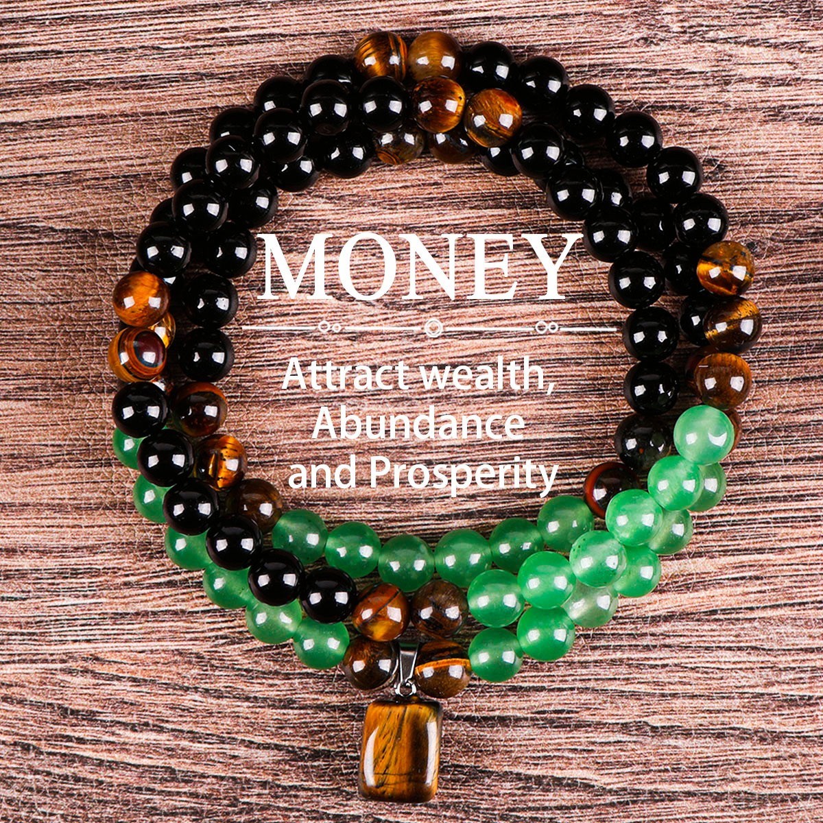 28in Tiger eye Aventurine Beaded Long Necklace Healing Wealth Abundance Attracts