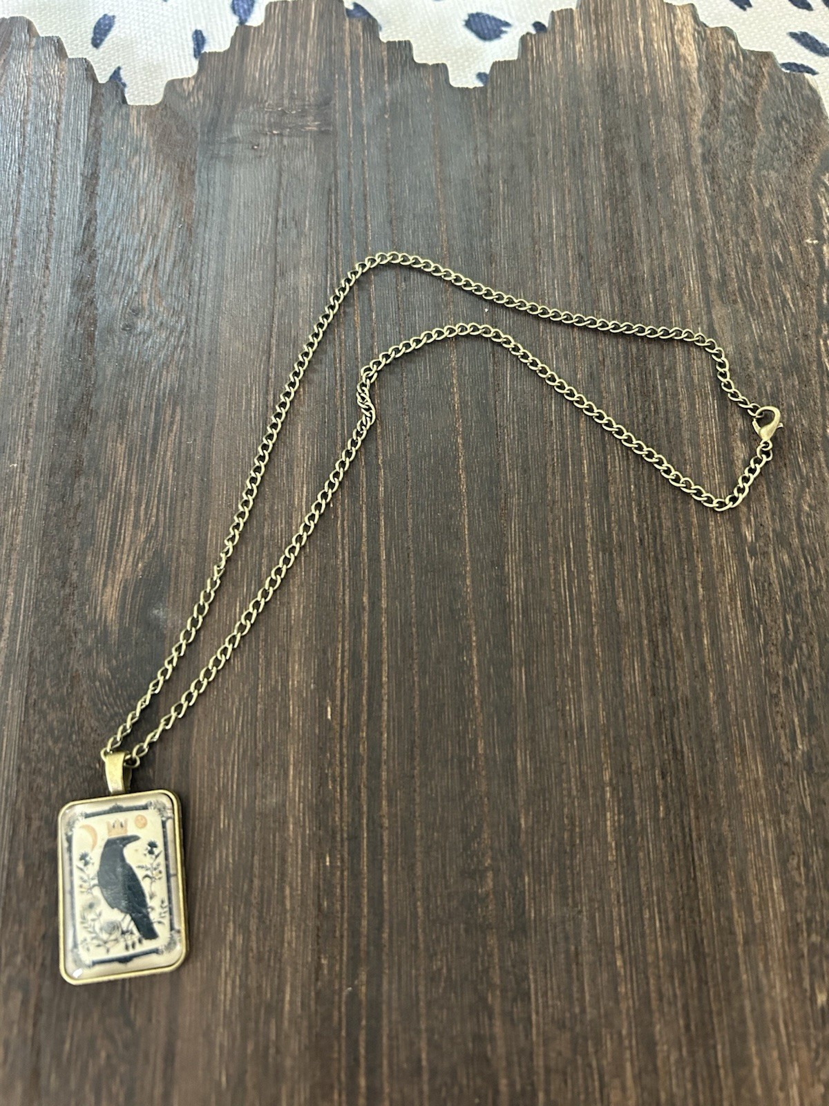 Antique Brass Crowned Crow Pendant Necklace (1.5” Pendant W/20” Chain)