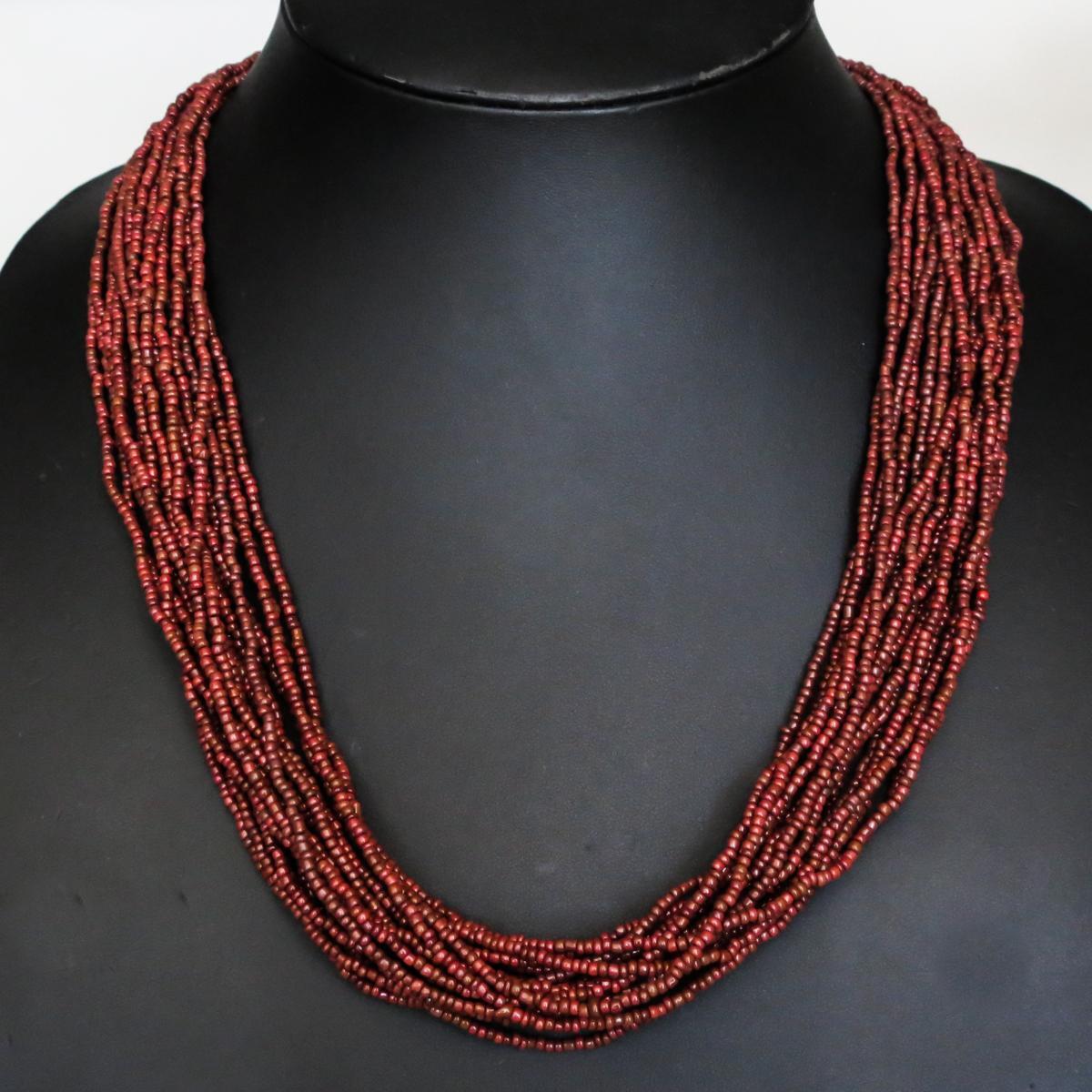 Handmade 20 Strands Bohemian Handi Craft Glass Seed Beads Necklace, 25″