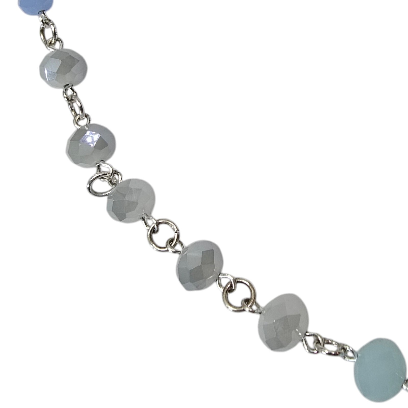 Unbranded Beaded Necklace Women OS Blue Grey Glass Silver Tone Boho Coastal Long