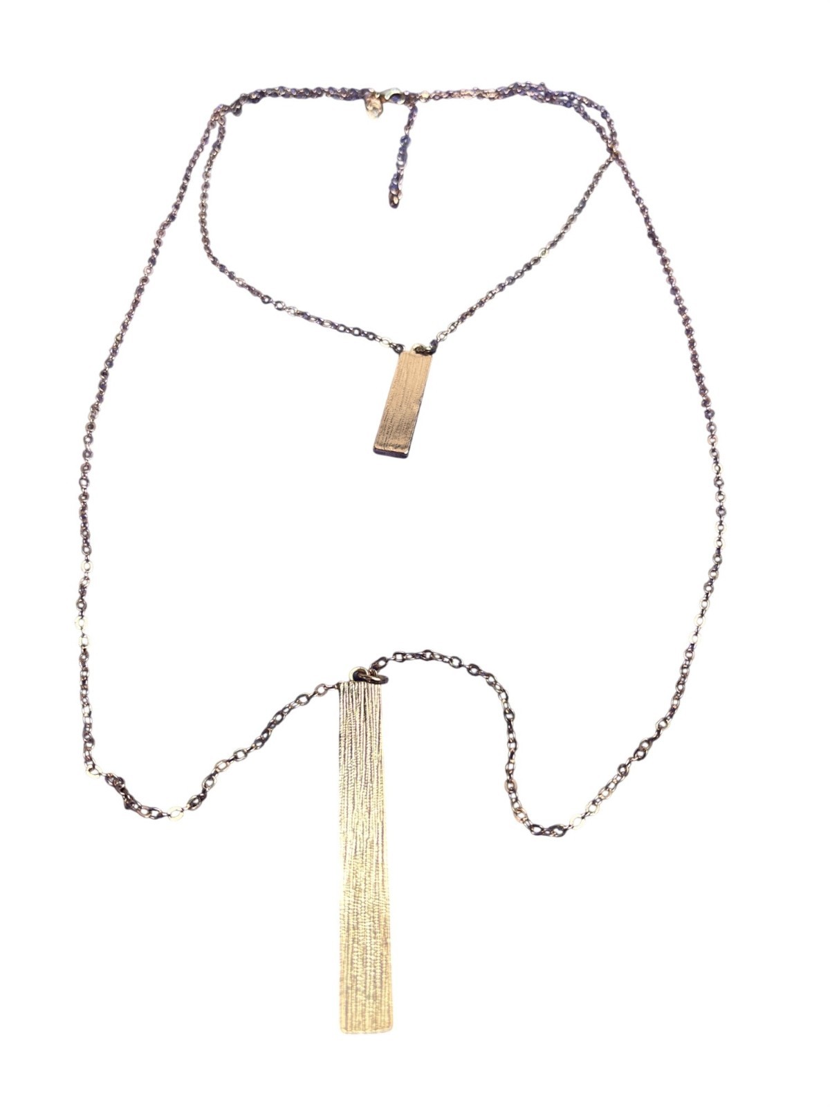 Charming Charlie 2 Strand Rose Goldtone Necklace Iridescent Pendants 18 in 32 in