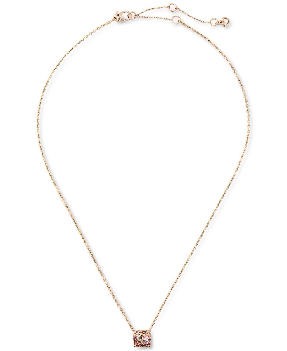Kate Spade New York Small Marmalade Rose Gold Tone Square Glitter Stone Necklace