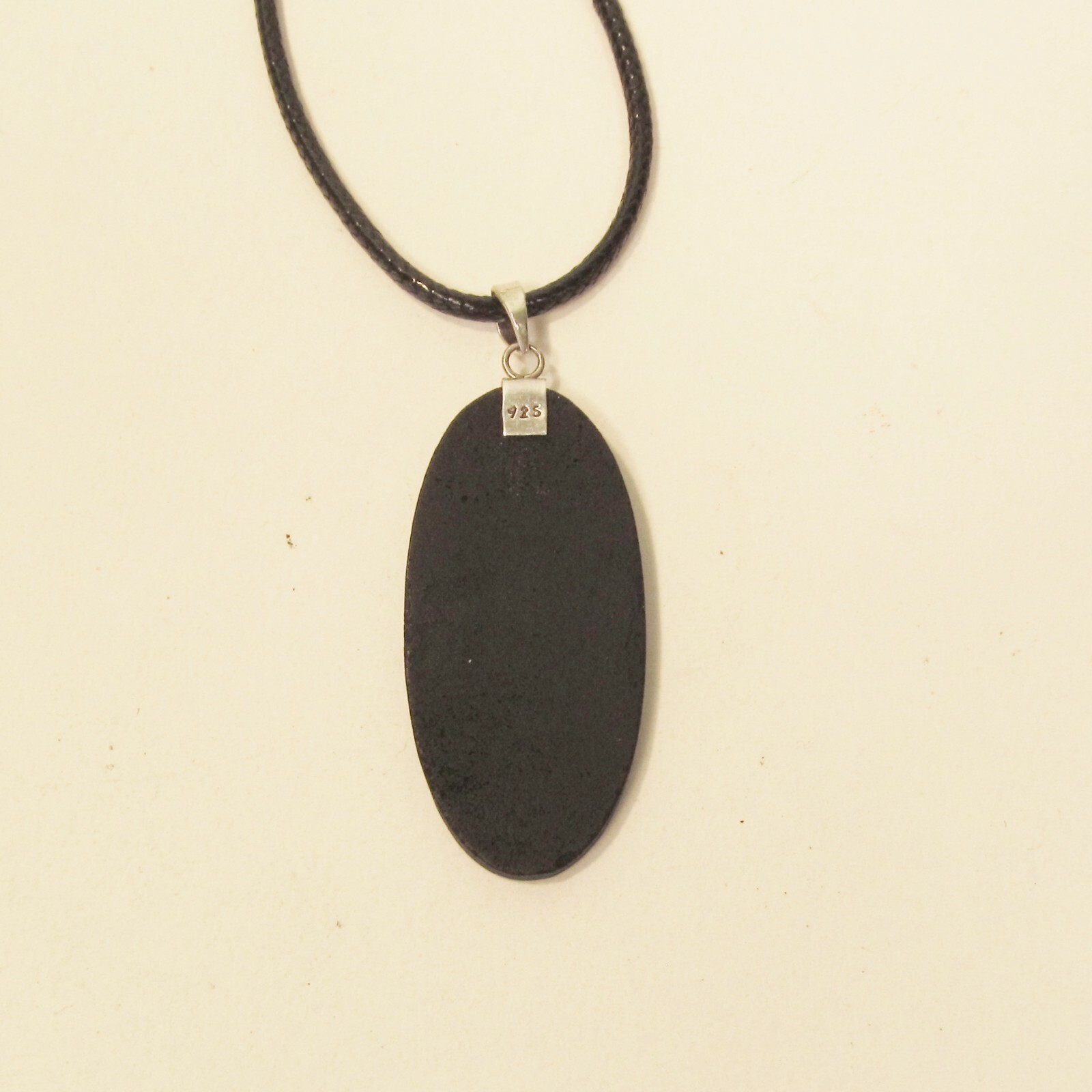 2″ Long Oval Lava Rock Stone 925 Sterling Silver Handmade Pendant