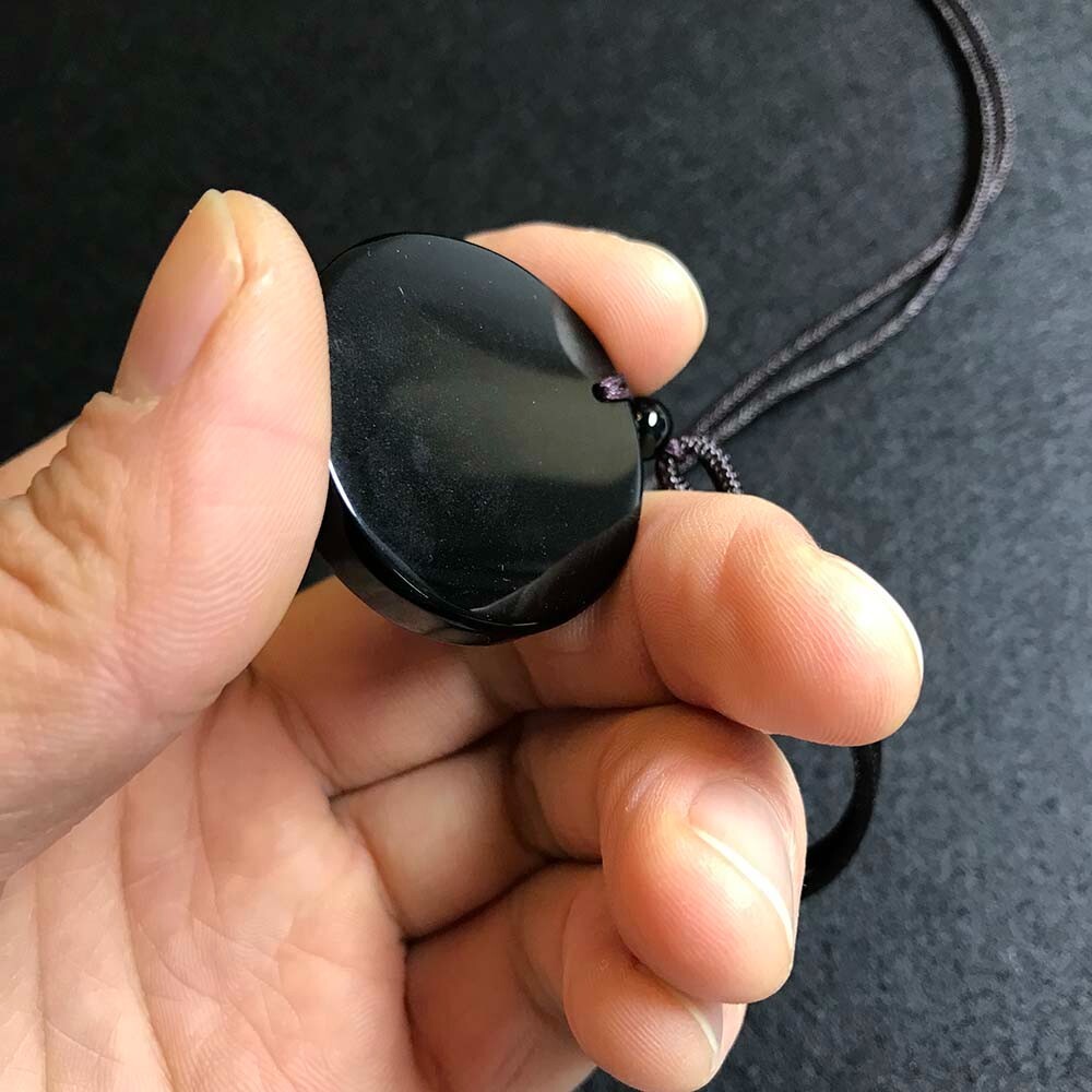 Black Obsidian Yin Yang Necklace Pendant Feng Shui Bagua Necklace Amulet Jewelry