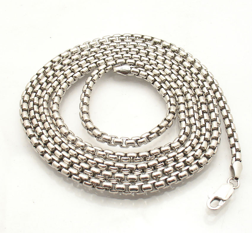 36″ 3.5mm Mens Round Venetian Box Chain Necklace Solid Sterling Silver No Tarnis