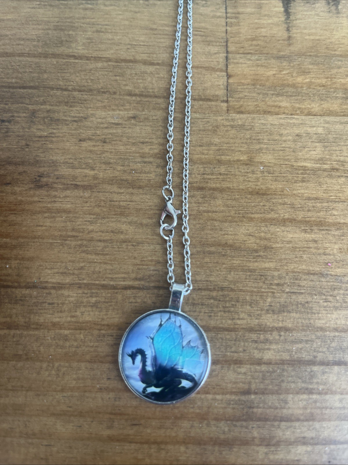 Dragon Fantasy Themed Silver Necklace – Unisex Adult Clothing Accessory Pendant