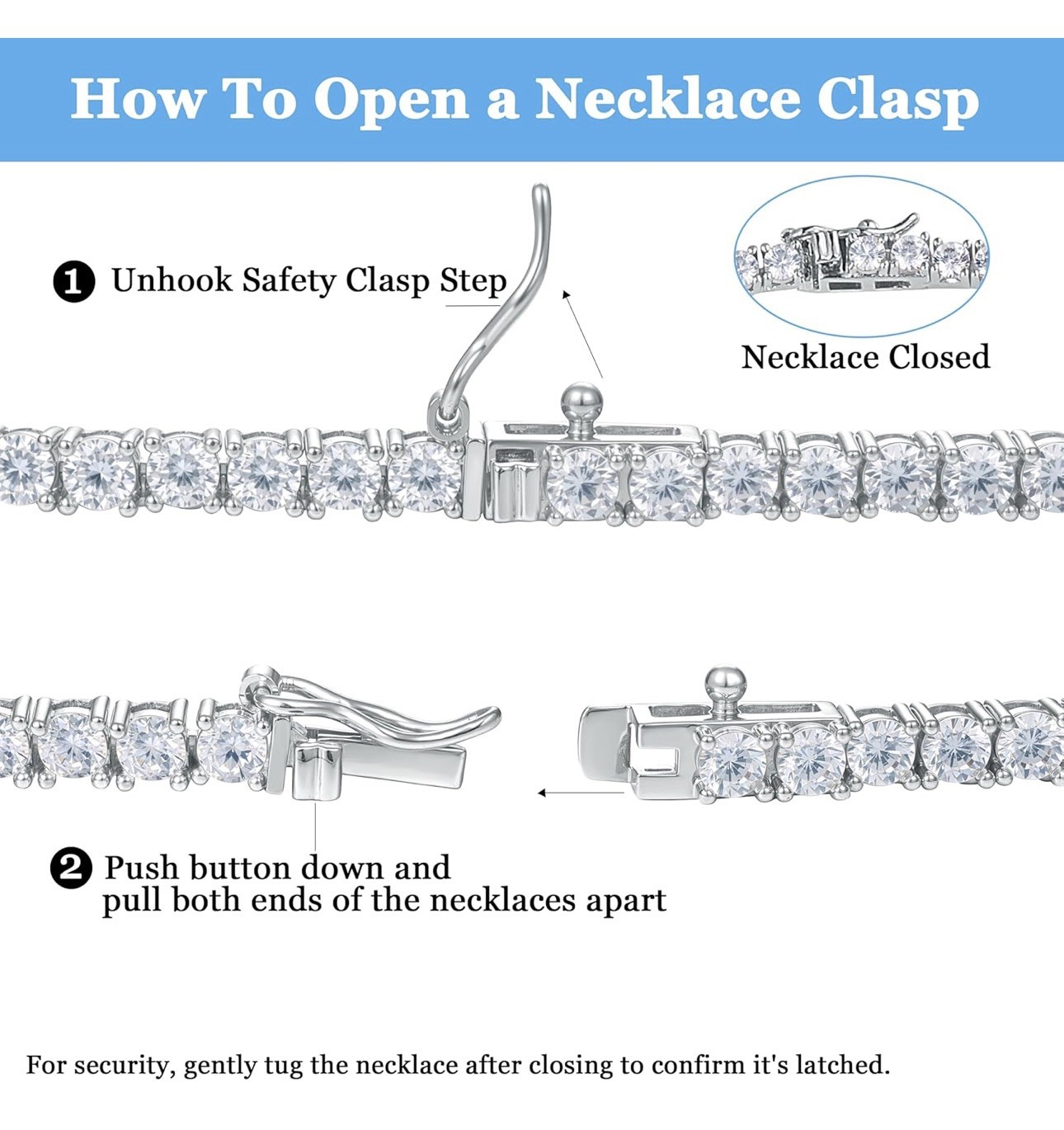Gemsme 18K White Gold Plated 3.0mm Round Cubic Zirconia Classic Tennis Necklace
