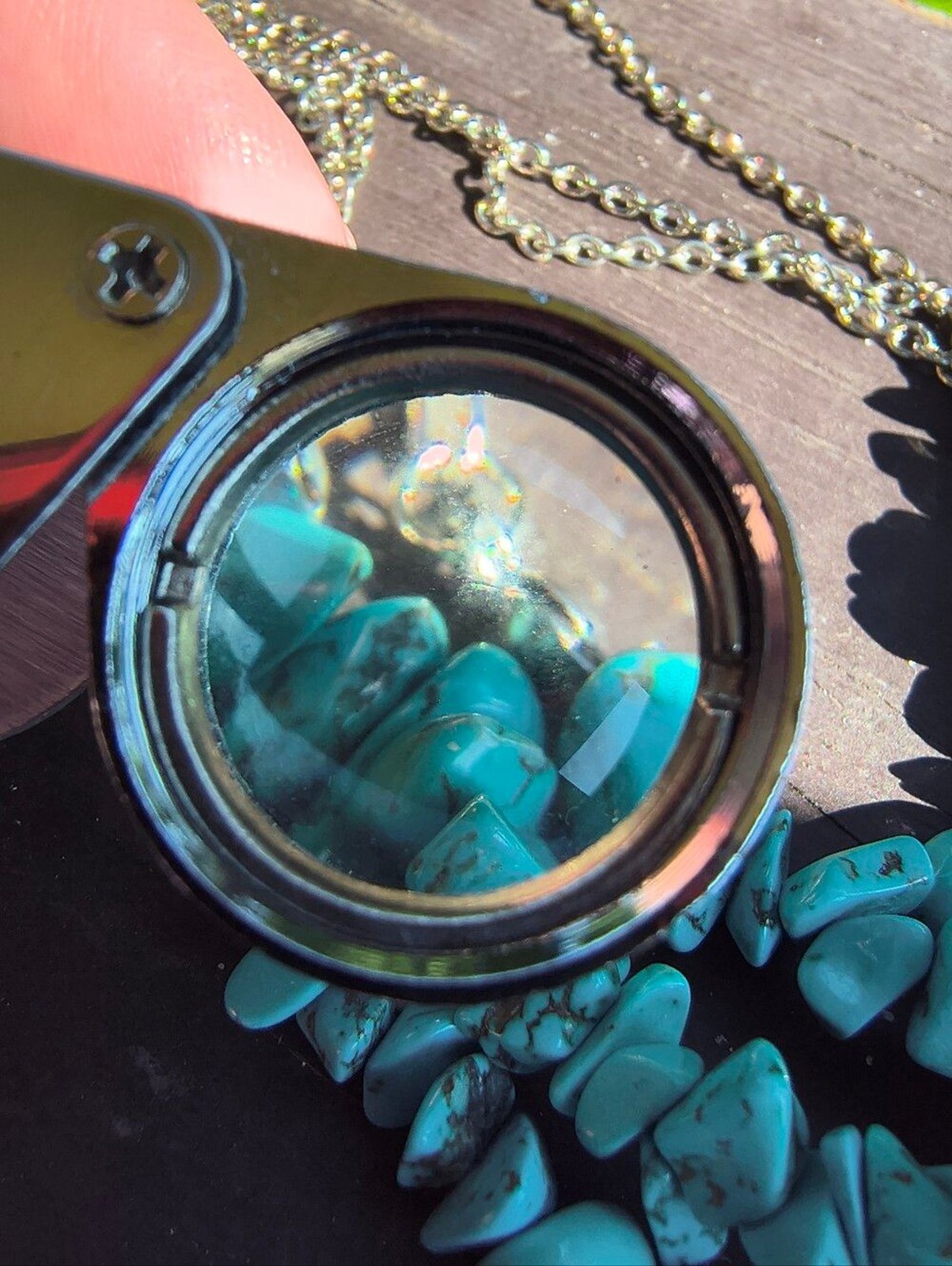 Stabilized Turquoise Chip Necklace Bracelet Set 15-18 In Southwestern Boho Style