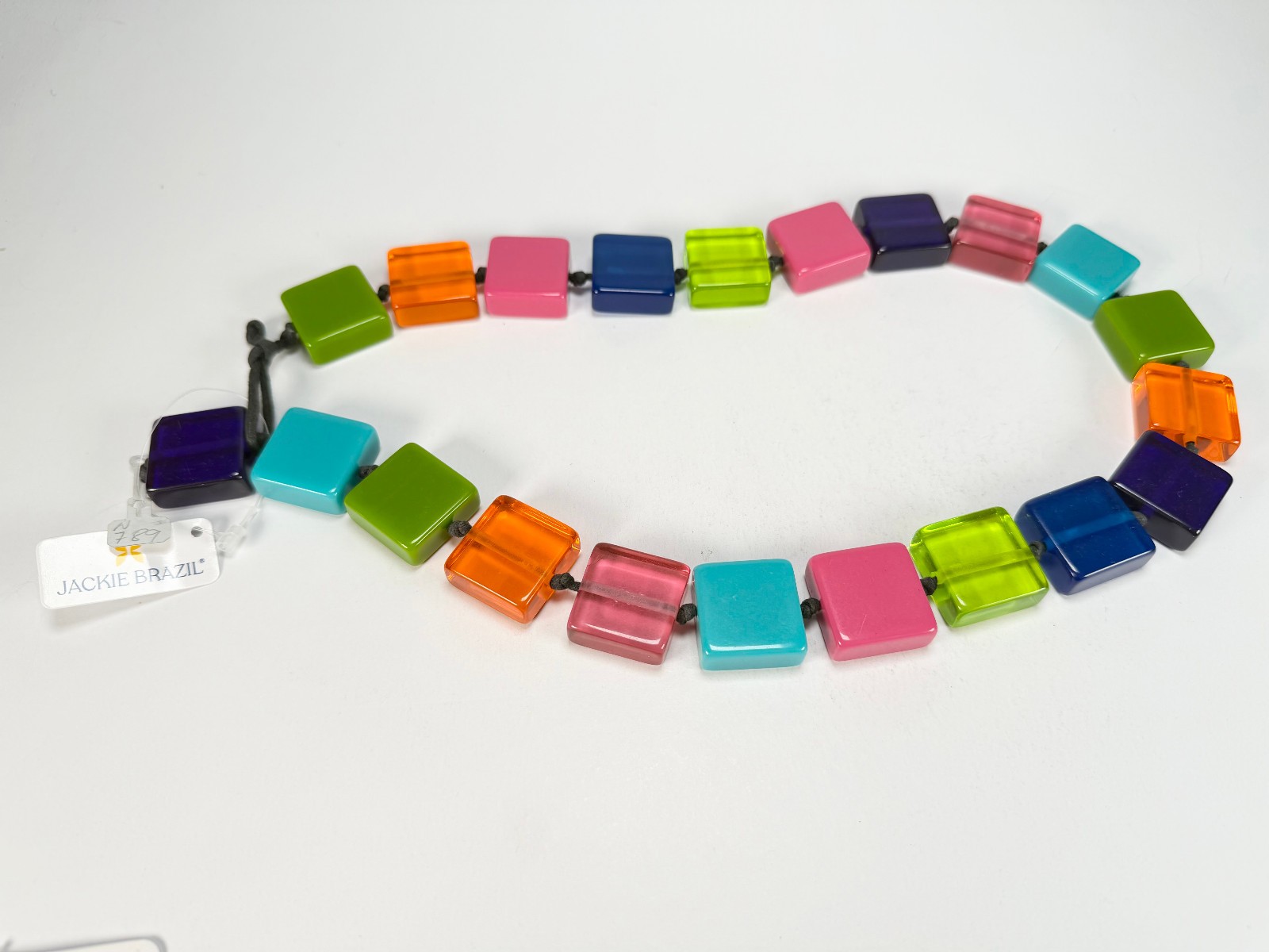 Jackie Brazil “Gala” Transparent Paris Mix Half Rectangles 65cm Necklace ( N0789