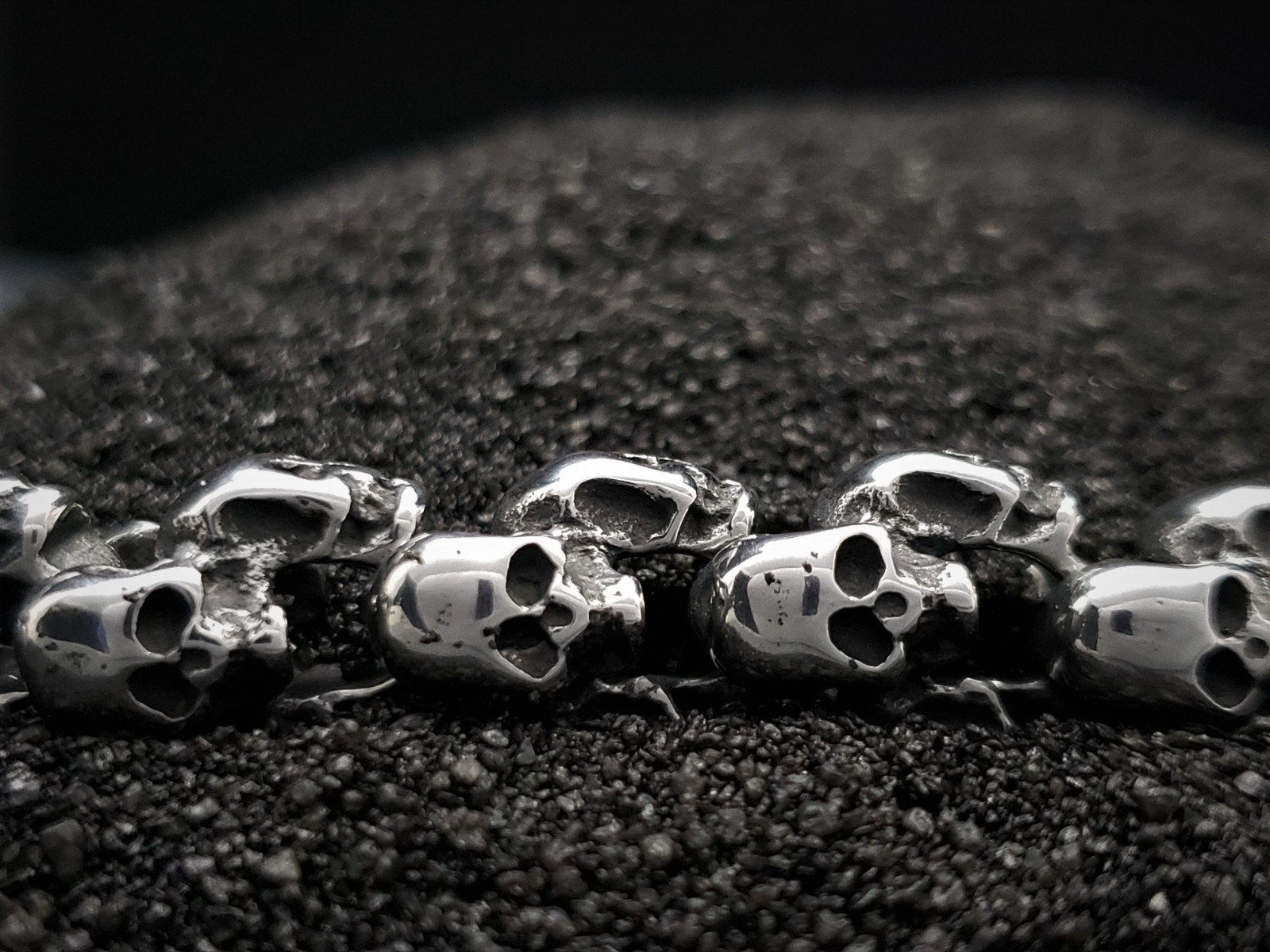 Skull Biker Necklace – Polished Silver Stainless Steel, 26″ Chain – BLACKSTATIC