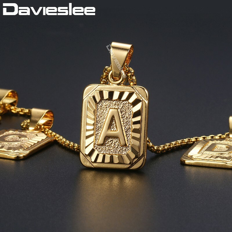 26 Letters Initial A-Z Necklace 14k Gold Plated Pendant Box Chain Choker 16-30″