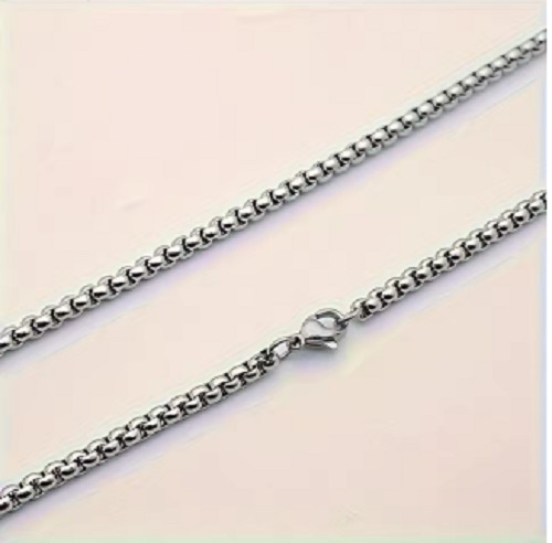 1pc 60cm Stainless Steel Square Pearl Necklace Street Fashion Hip Hop Jewelry
