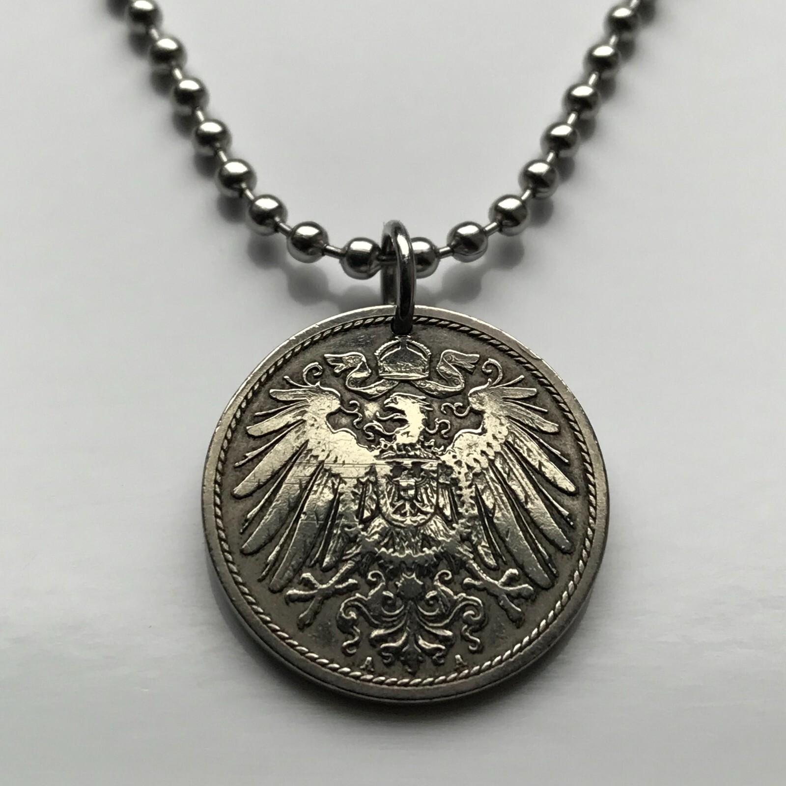 1890-1916 Germany Deutschland 10 Pfennig coin pendant German eagle Berlin 000315