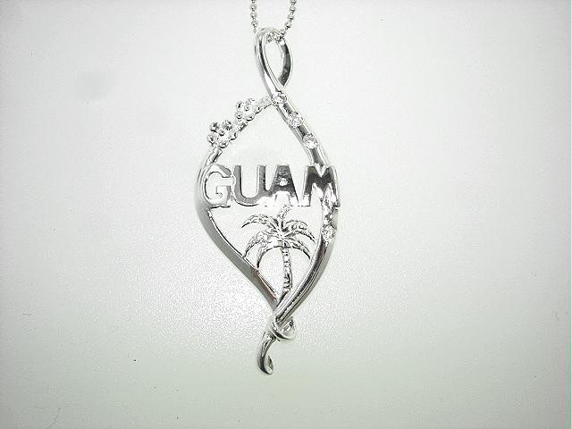 17MM 925 SILVER GUAM CHAMORRO MICRONESIAN PALM TREE PLUMERIA CZ SLIDER PENDANT