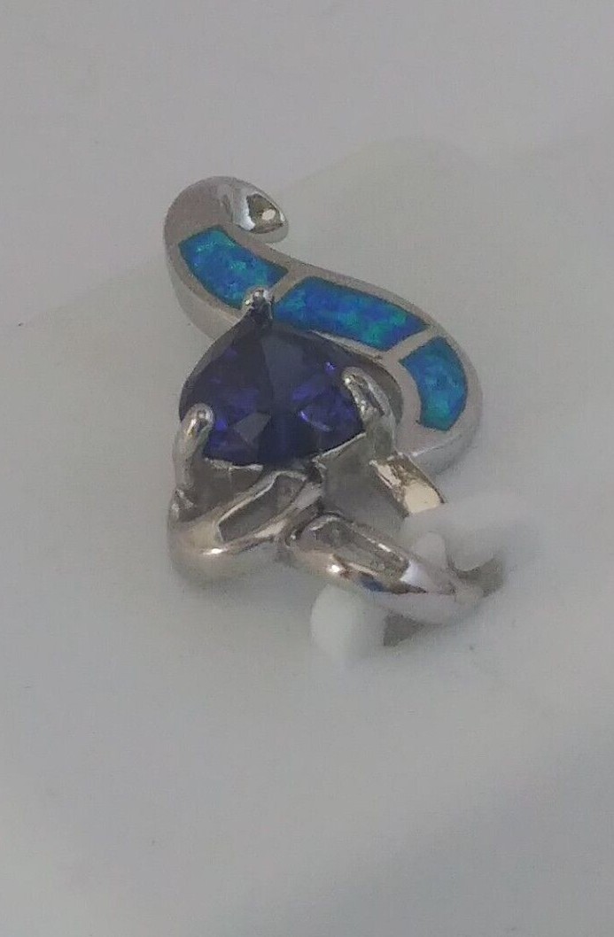 925 STERLING SILVER Rhodium plated MODERN HEART Pendant Cz cubic zircona