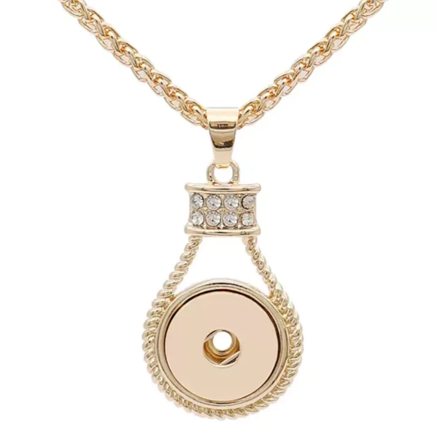 Snap Jewelry Rhinestone Designer Gold Pendant Fits 18-20mm Ginger Snaps Charms
