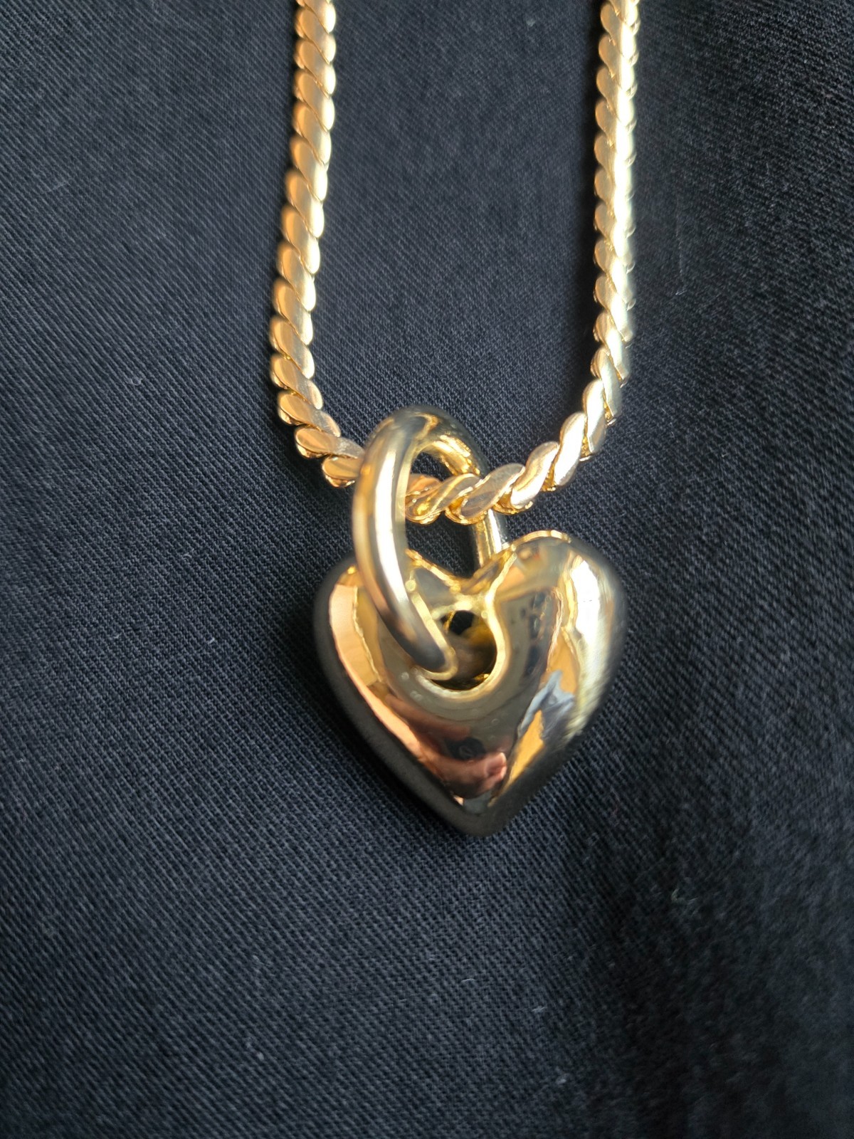 J.CREW Puffy Gold Plated Heart Pendant Necklace, Retails $49.50 NWT!