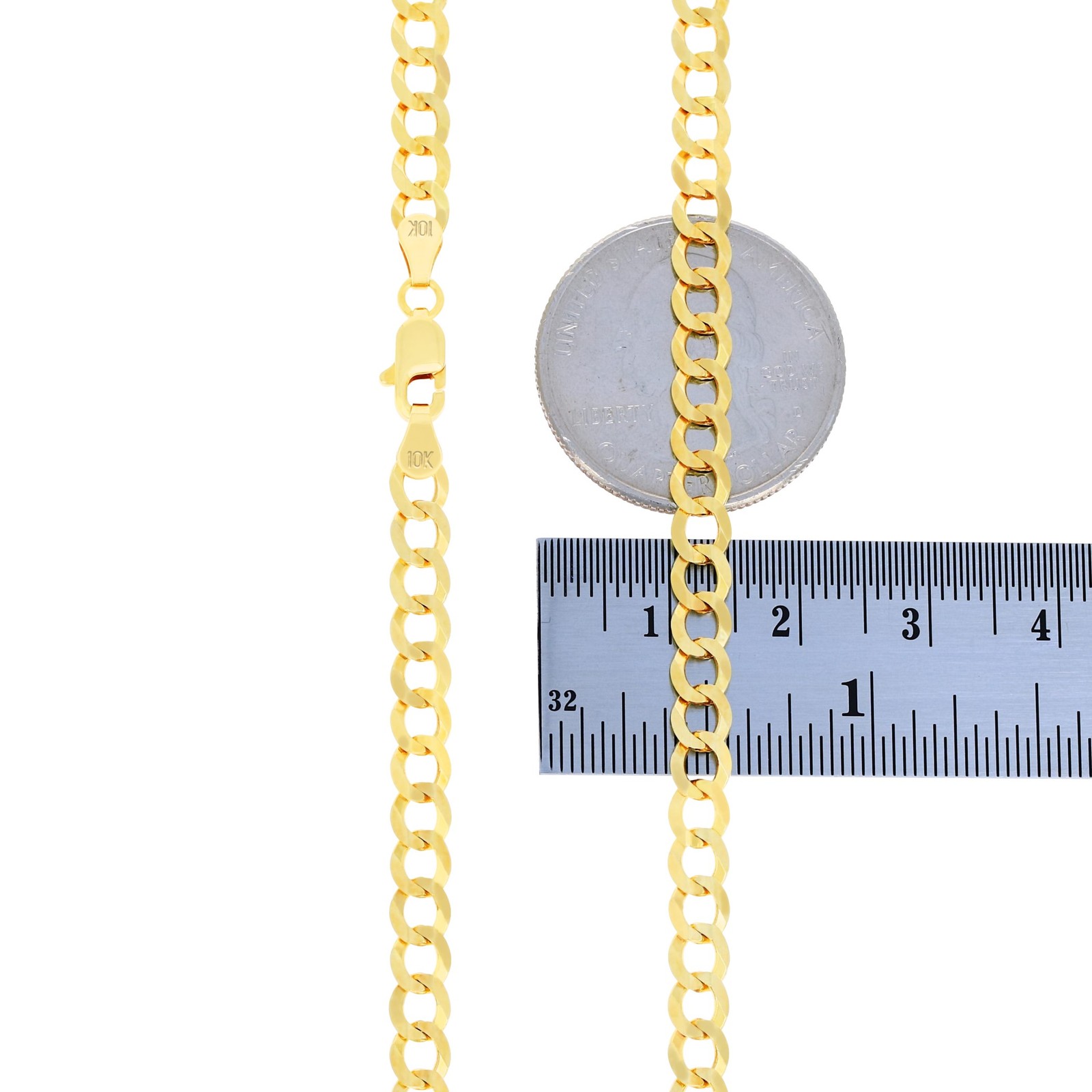 10K Solid Yellow Gold 5mm Cuban Curb Chain Link Bracelet Mens Womens 7″ 8″ 9″