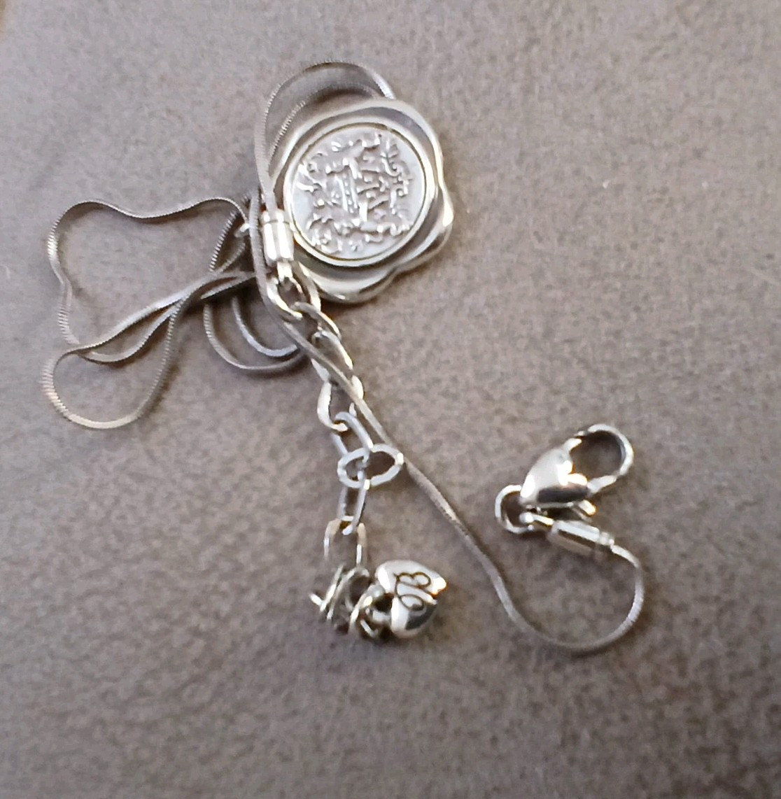 Brighton Beauty and Strength Coin/Seal Pendant Necklace Silver Plated 18” -20″